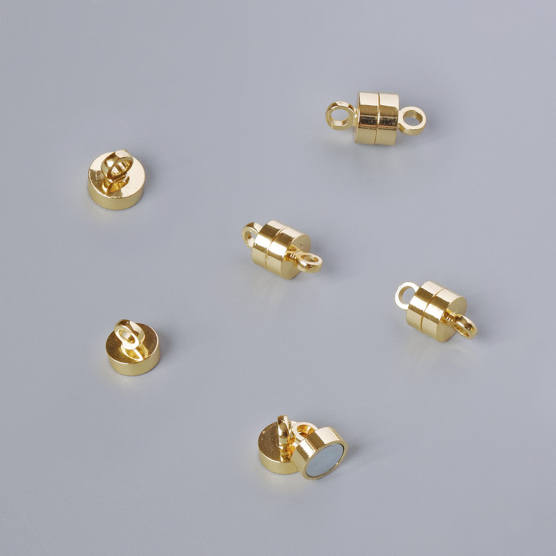 Magnetic clasp, diameter 11×5 mm, gold-tone metal color, 1 piece
