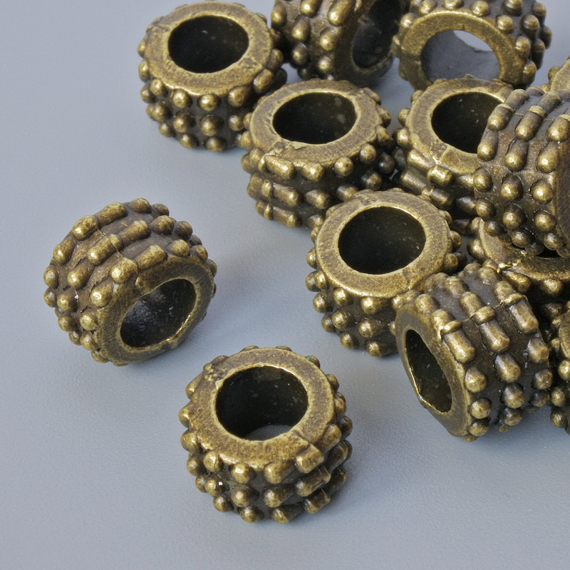 Bronze-Colored Bead Insert Findings, 6x9 mm, Hole Diameter 4.8 mm, Pack of 15 pcs ±
