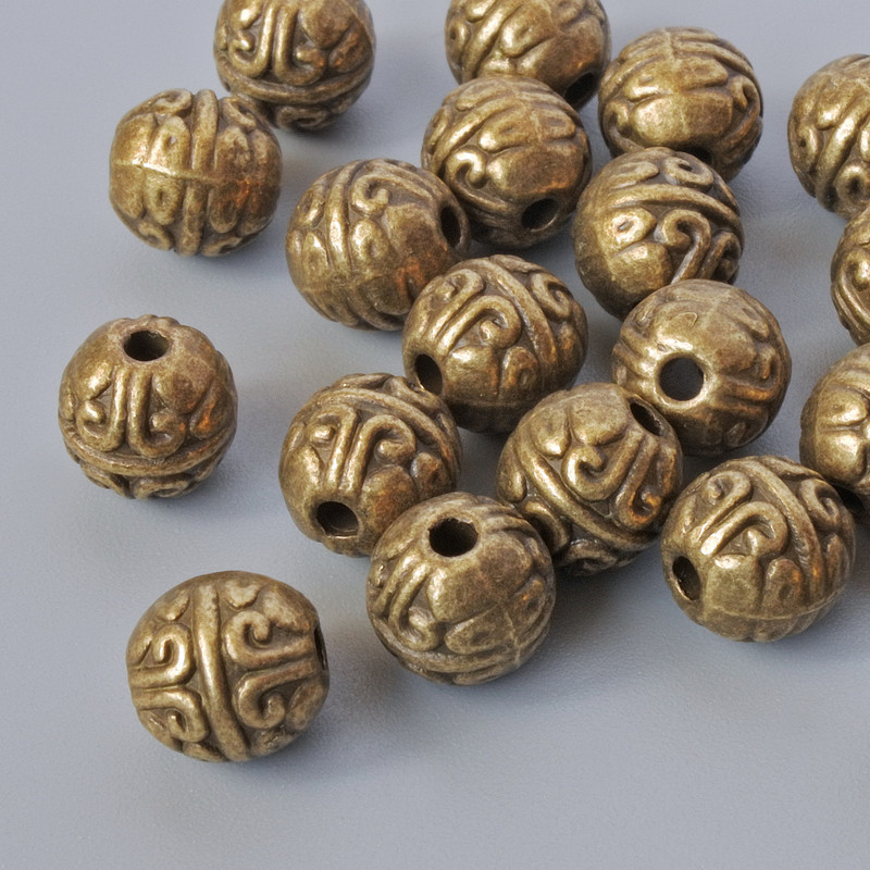 Bronze bead inserts, 7 mm bead diameter, 1.7 mm hole diameter, pack of 16