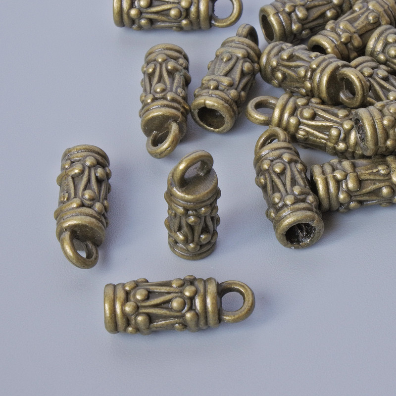 Bronze End Caps, 13x5 mm, hole diameters 2 mm and 2.7 mm, pack of 20 pcs