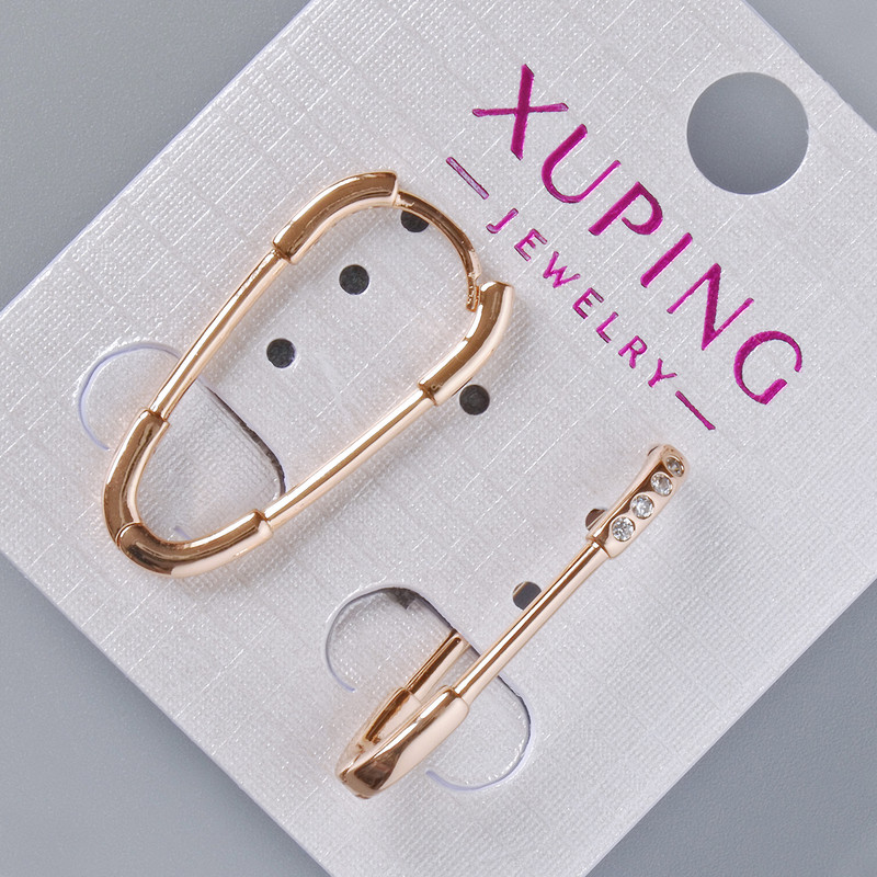 Xuping Earrings with White Crystals, 26.5 mm diameter, 5x2 mm, 18K Gold Plating