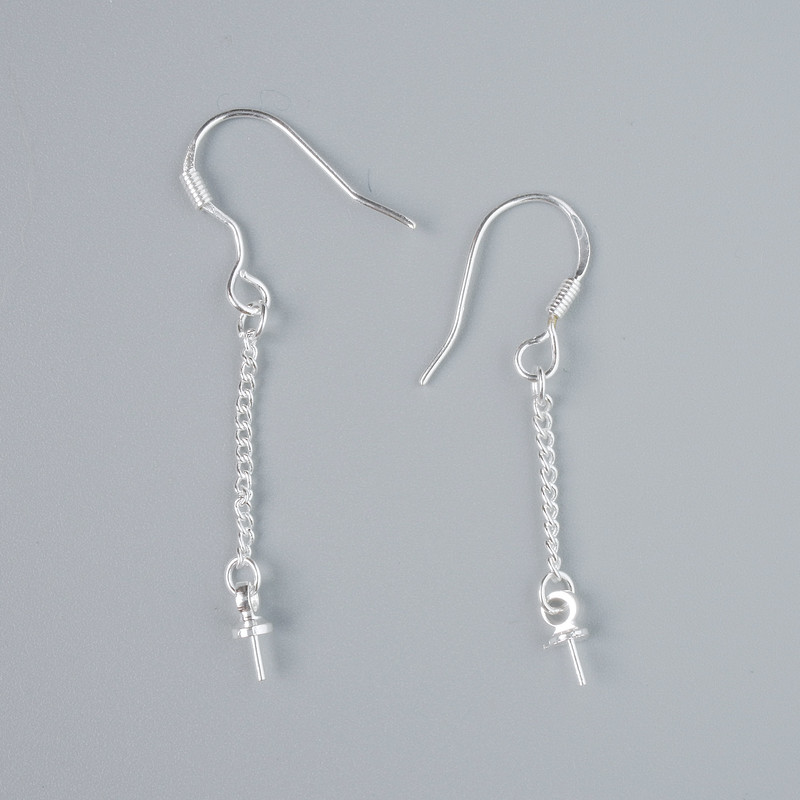 Silver-colored ear wires for earrings, 40mm length, pair