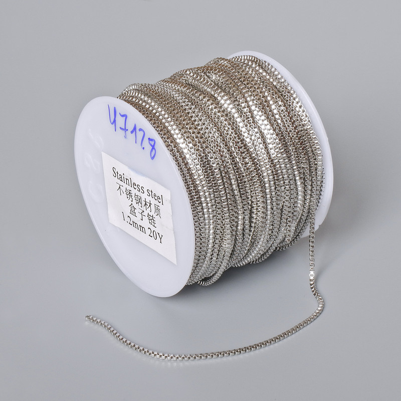 Jewelry chain on a spool, stainless steel, 1.2 mm thickness, 18 m length