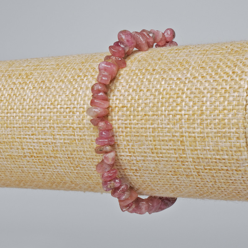 Tourmaline Bracelet with natural gemstone chips, 6x3 mm diameter, 18 cm length, stretch