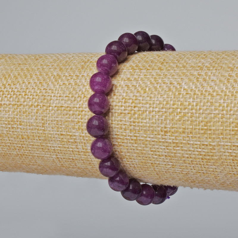 Sugilite Bracelet (pressed) smooth beads, diameter 8.5 mm ±, length 18 cm ± (stretch)