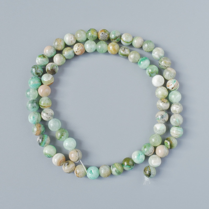 Chrysoprase Beads (Acrylic) Smooth Round Beads, 6.5 mm Diameter, 40 cm Length on Beading Thread