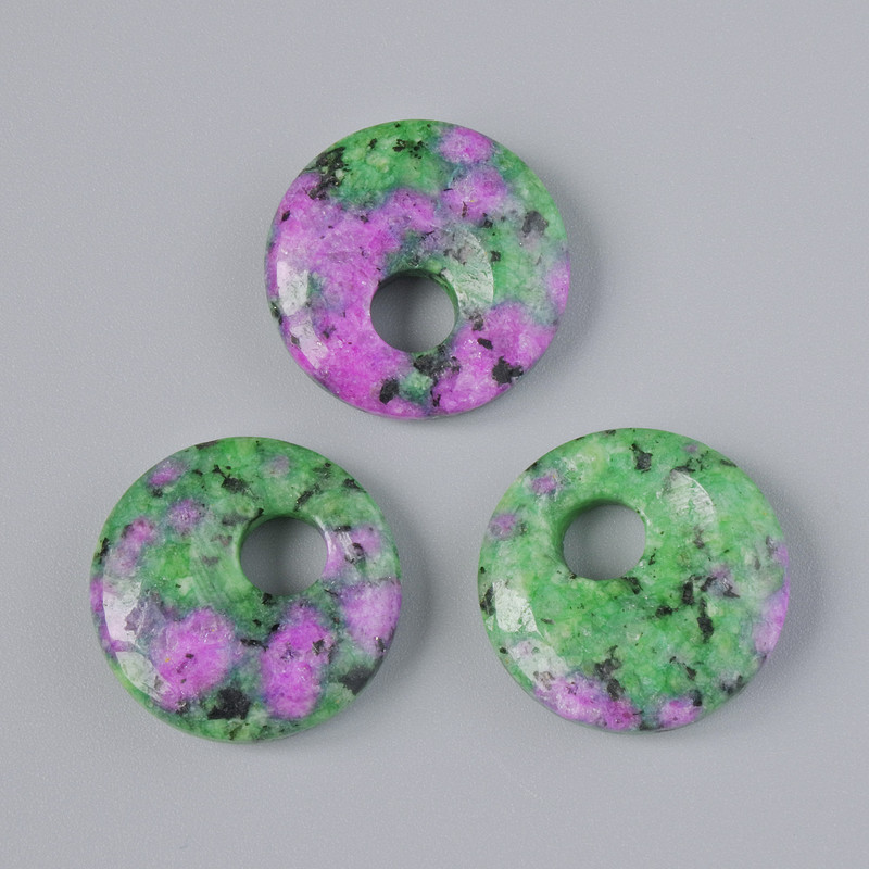 Donut Pendant (donut) Zoisite natural stone, 18x5 mm ±, hole diameter 5 mm ±