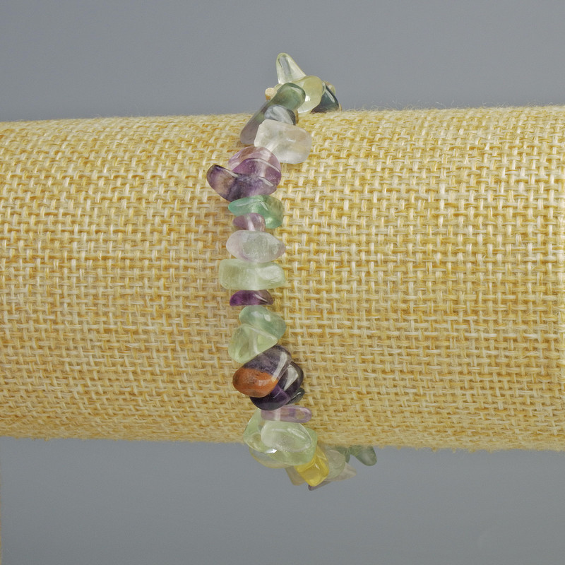 Fluorite bracelet, natural stone chips, diameter 7x4 mm, length 18 cm (stretch)