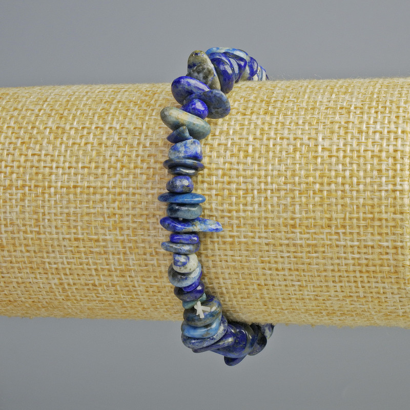 Azurite bracelet with natural stone chips, diameter 8x3 mm, length 18 cm (stretch)