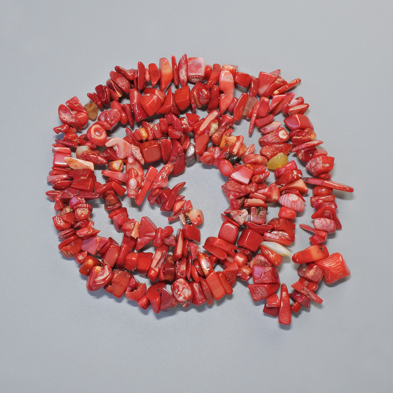 Natural Coral Nugget Beads, diameter 11x4 mm, length 80 cm ± on a thread
