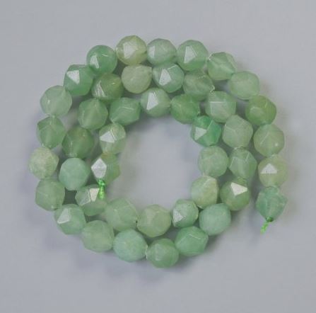Nephrite beads, natural stone, faceted round beads, diameter 9×10 mm, length about 38 cm on thread