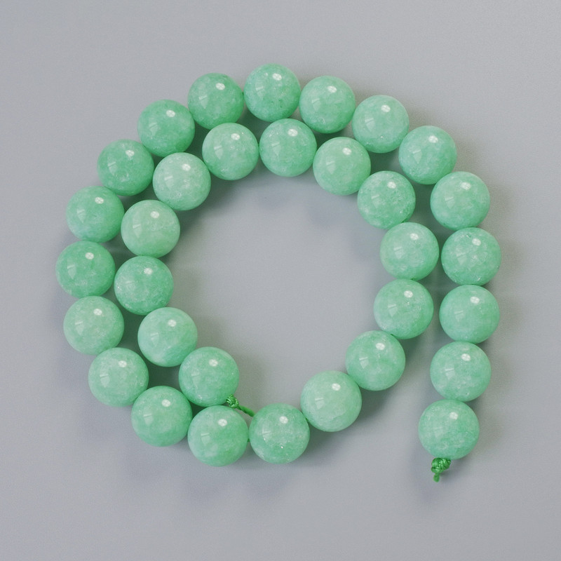 Amazonite Beads, Natural Stone, Smooth Spheres, 12 mm Diameter ±, Length 38 cm ±, on Thread