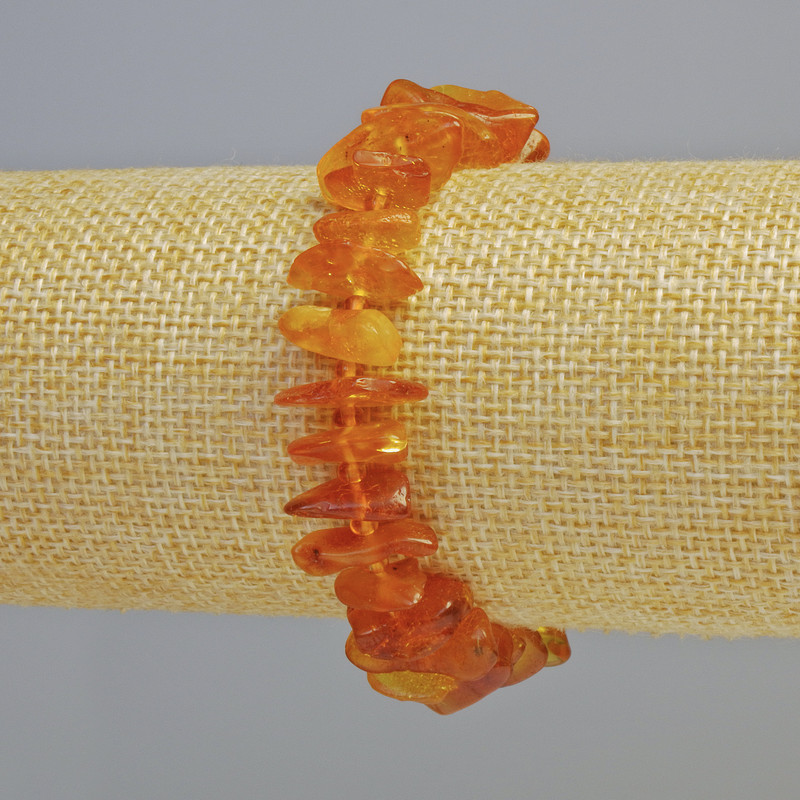 Amber Faceted Bracelet, 12×3 mm diameter ± (stretch), length 18 cm ± with seed beads