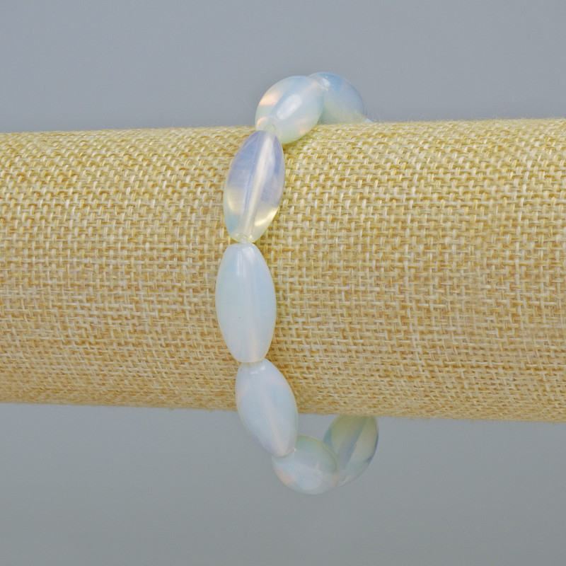 Bracelet with Synthetic Moonstone, Oval, 10×20 mm ± (Stretch), Length 18 cm