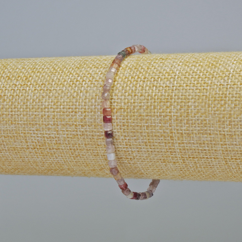 Tourmaline Bracelet with Natural Stone – Faceted Cube Beads, 3 mm Diameter ± (Stretch), Length 18 cm+
