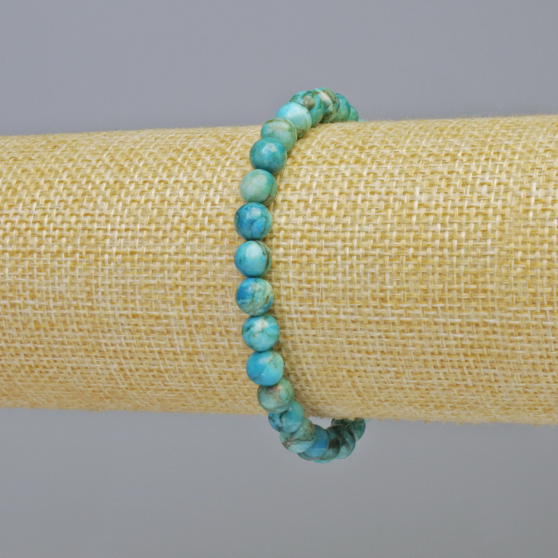 Blue Jasper Bracelet (synthetic) smooth bead, 6 mm diameter ± (stretch), length 18 cm+