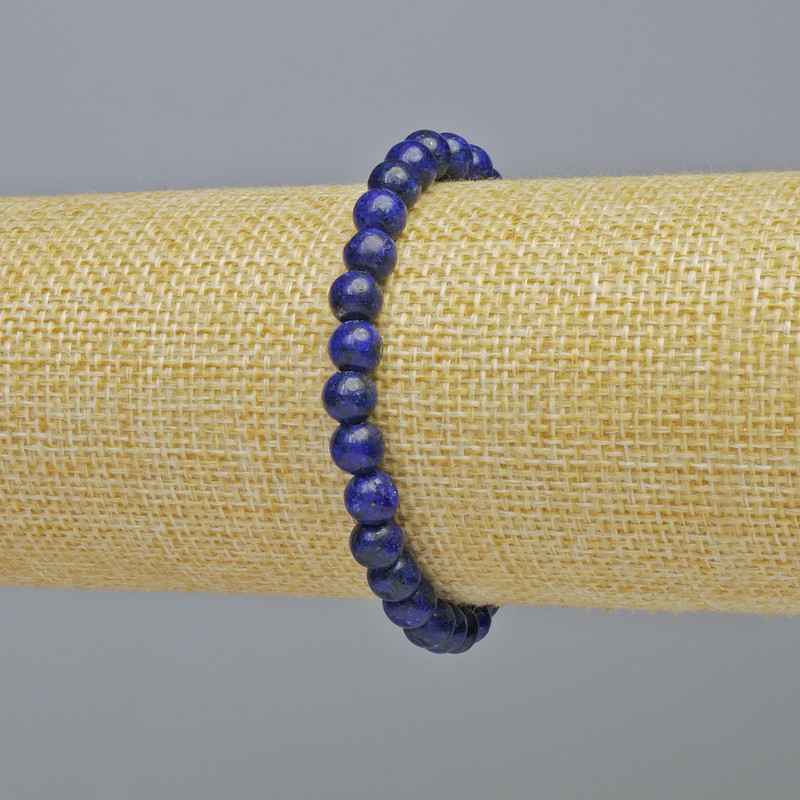 Lapis Lazuli Bracelet (Artificial) Smooth Beads, 6.5 mm Diameter, Elastic Band, 18 cm Length