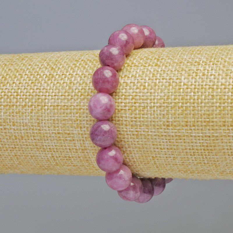 Rubellite Tourmaline Bracelet, natural stone, smooth beads, diameter 10.5 mm +/- (stretch), length 18 cm+