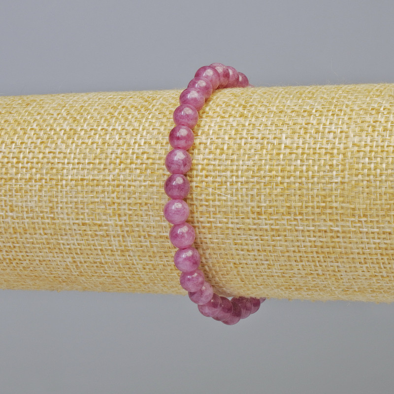 Rubellite Tourmaline Bracelet with natural stone, smooth beads, 6 mm diameter ± (stretch), length 18 cm+