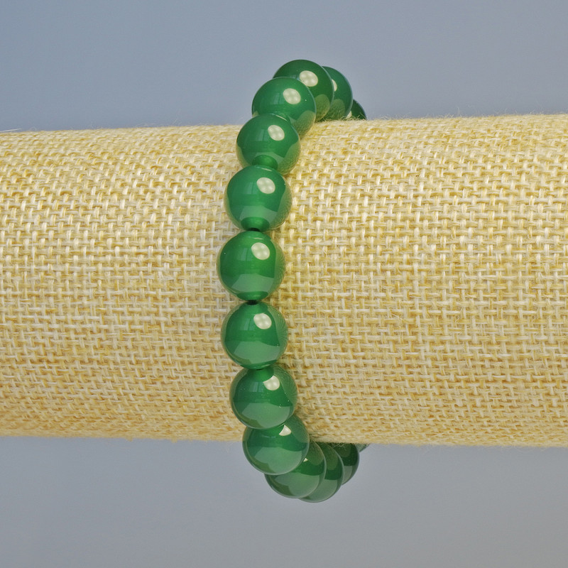 Chrysoprase Bracelet, Natural Stone, Smooth Beads, 10mm Diameter ± (Stretch), Length 18cm+