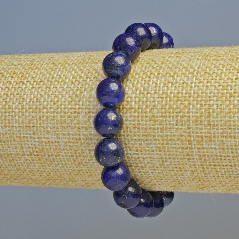 Lapis Lazuli Bracelet natural stone, smooth beads, diameter 10mm ± (stretch), length 18cm+