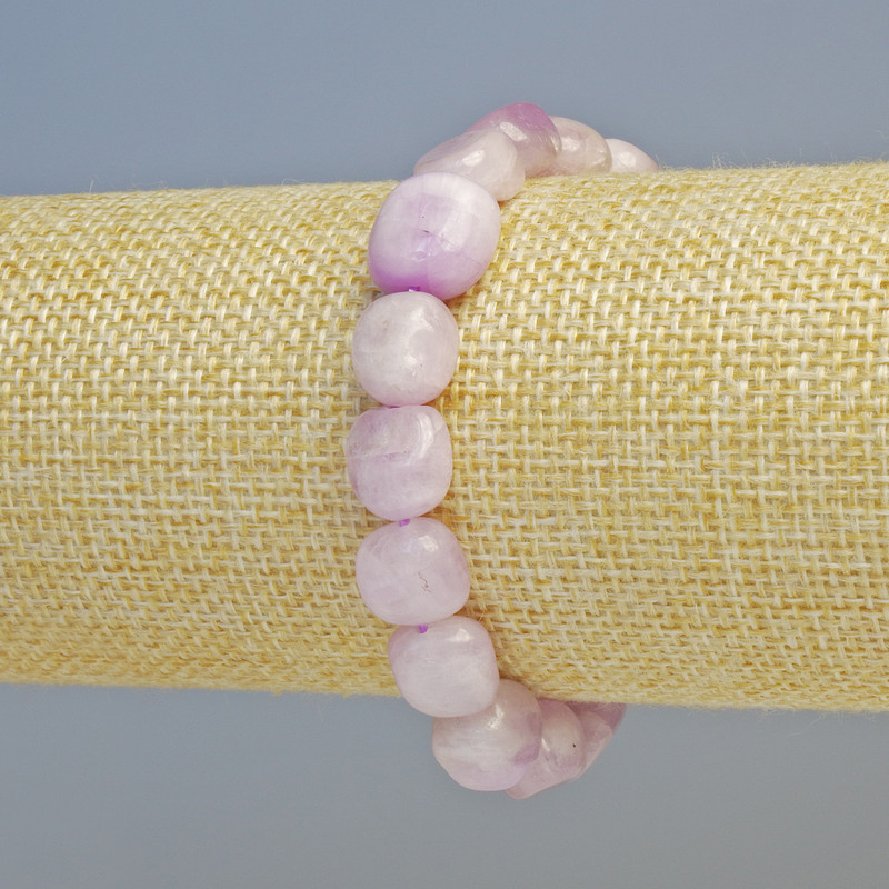 Kunzite Bracelet, natural gemstone, faceted beads, diameter 10x12 mm +/- (stretch), length 18 cm+