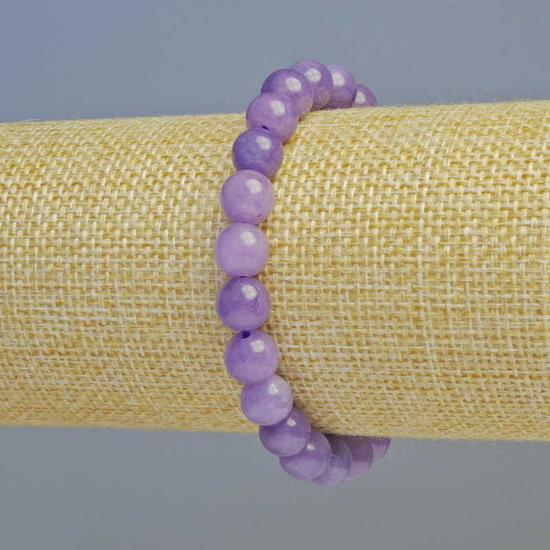 Lepidolite bracelet (pressed) smooth beads, 8 mm diameter +/- (stretch), length 18 cm+