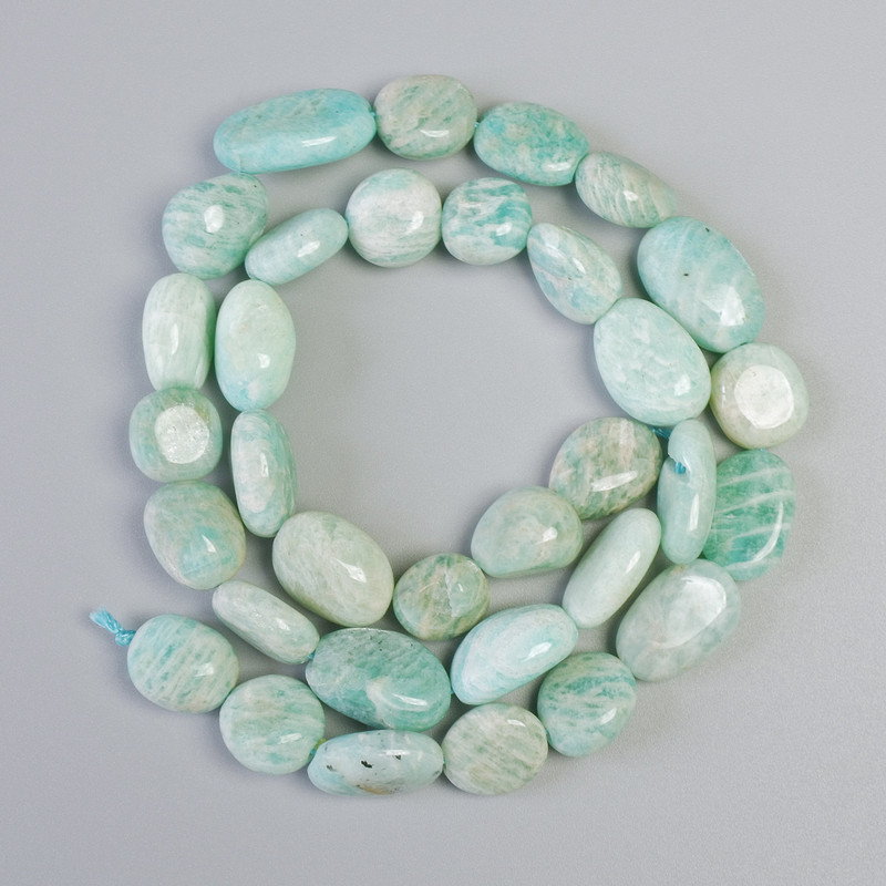 Amazonite beads, natural stone, faceted, diameter 10×12 mm, length 38 cm on thread