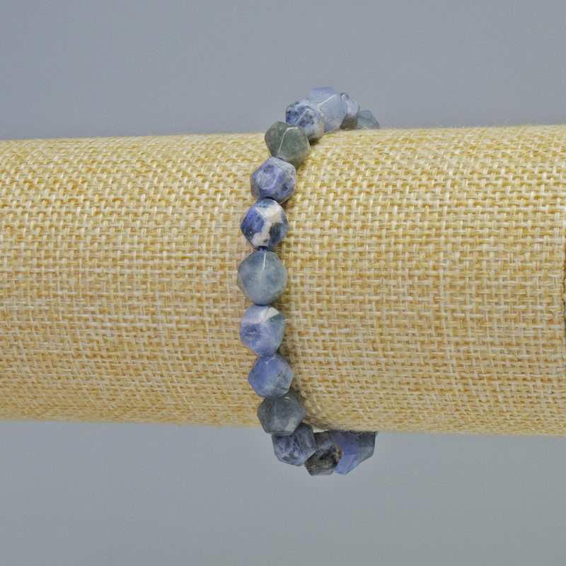 Bracelet Sodalite, natural stone, faceted beads, diameter 7×8 mm ± (stretch), length 18 cm+