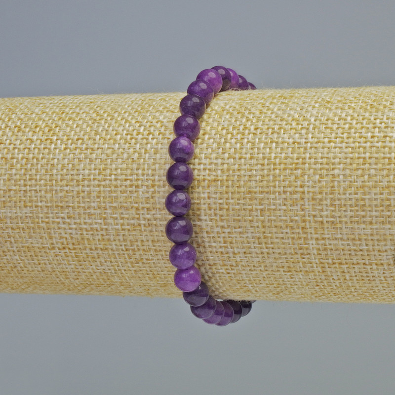 Sugilite Bracelet (pressed) Smooth Beads, 6 mm diameter ± (stretch), length 18 cm+