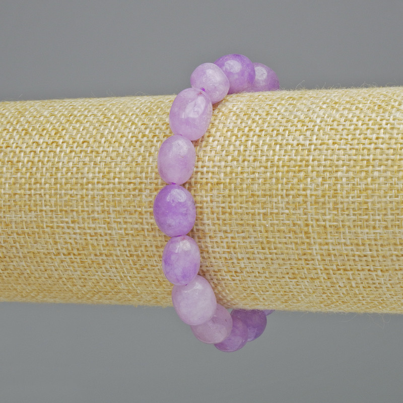 Bracelet Lavender Amethyst natural stone faceted, diameter 9×12mm ± (stretch), length 18cm+