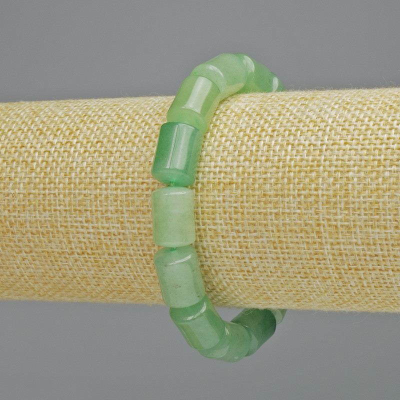 Nephrite bracelet, natural stone cylindrical beads, diameter 10x14 mm, ± (stretch), length 18 cm+