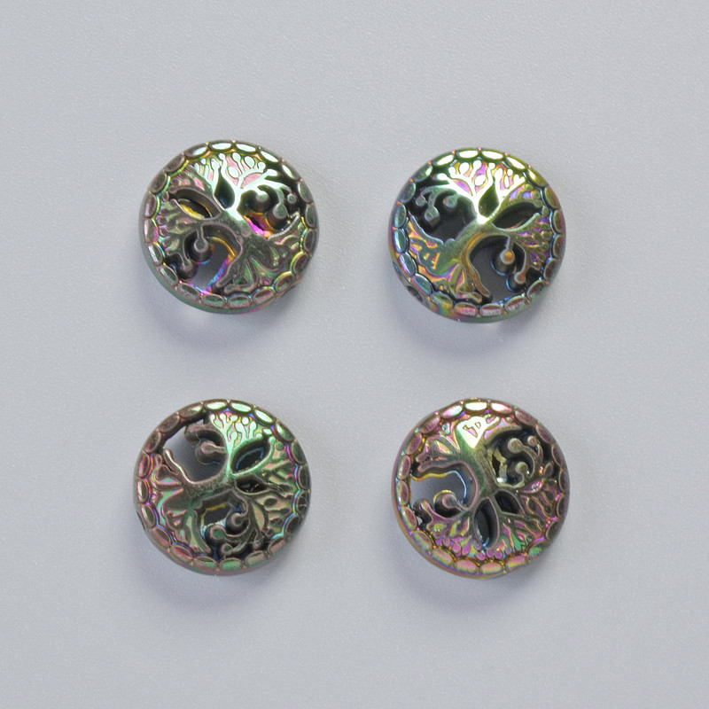 Hematite Bead 'Tree' Chameleon Color, Diameter 12.5×4.5 mm ± (4 pcs)