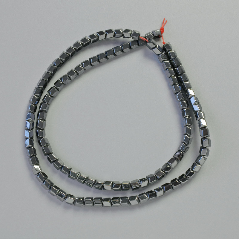 Hematite beads hexagonal zigzag shape, black color, diameter 3.5×3.5 mm ±, 40 cm strand