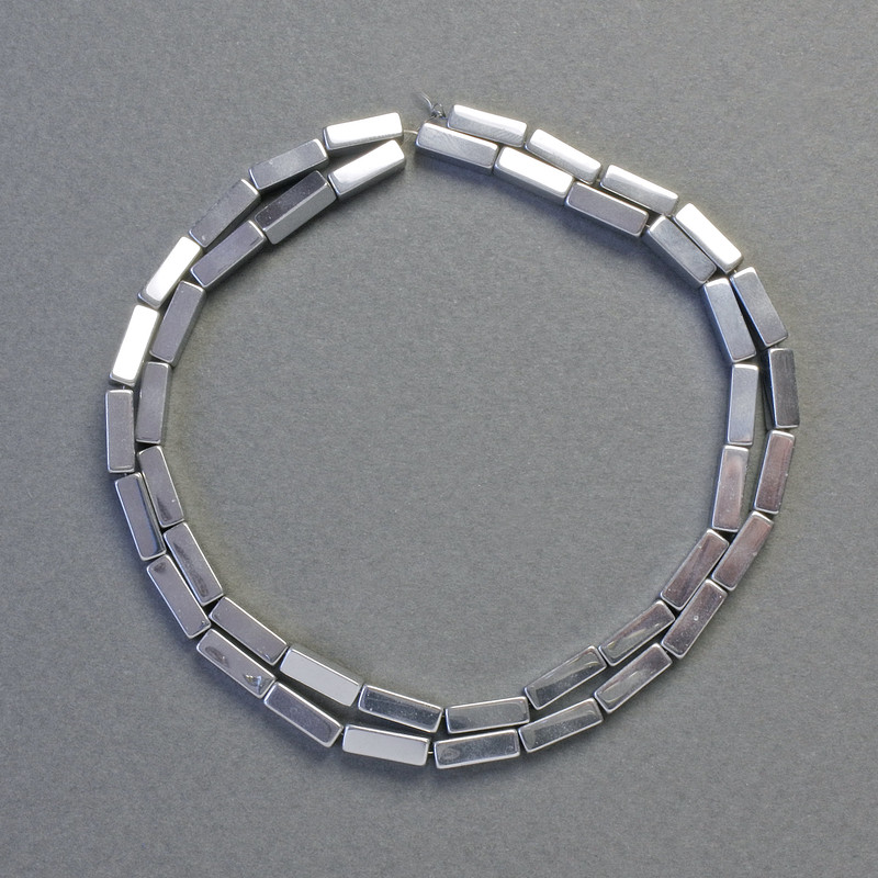 Hematite Beads Rectangular, Silver Color, 9x3 mm, 42 cm Strand