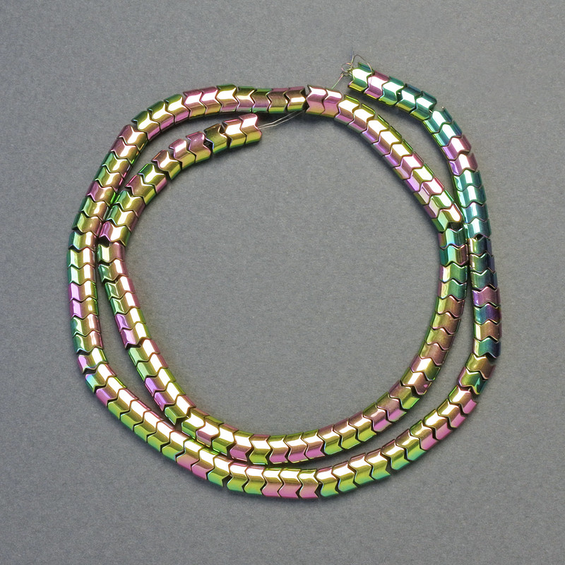 Hematite Beads, Wavy Serpentine Form, Rainbow Color, Diameter 5x4x3 mm, Strand Length 41 cm