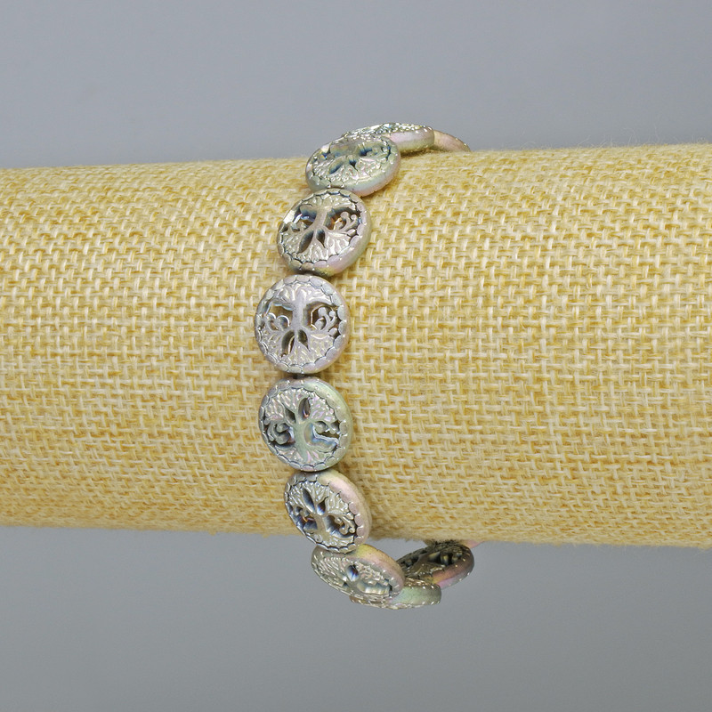 Hematite Bracelet 'Tree' Matte Chameleon Color, Diameter 12.5 x 4.5 mm, Length 18 cm +/- (stretch)