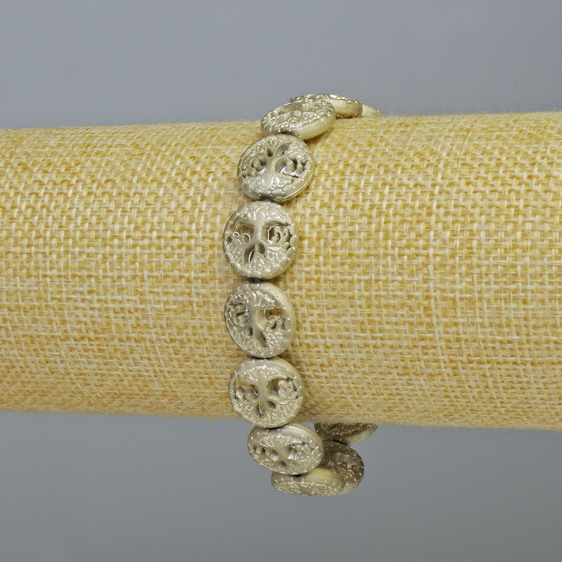 Hematite Bracelet 'Tree' Matte Silver-Gray, Length 18 cm +/- (Stretch)