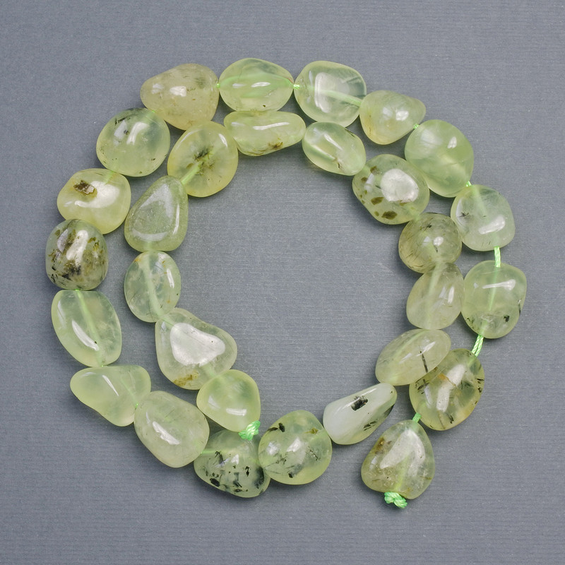 Beads of natural Prehnite, faceted, diameter 14x12-12x10 mm, length 38 cm+