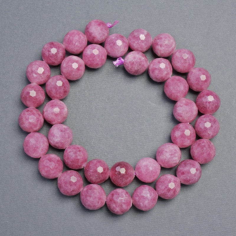 Rubellite Tourmaline beads, faceted round beads, diameter 10 mm ±, length 37 cm ±