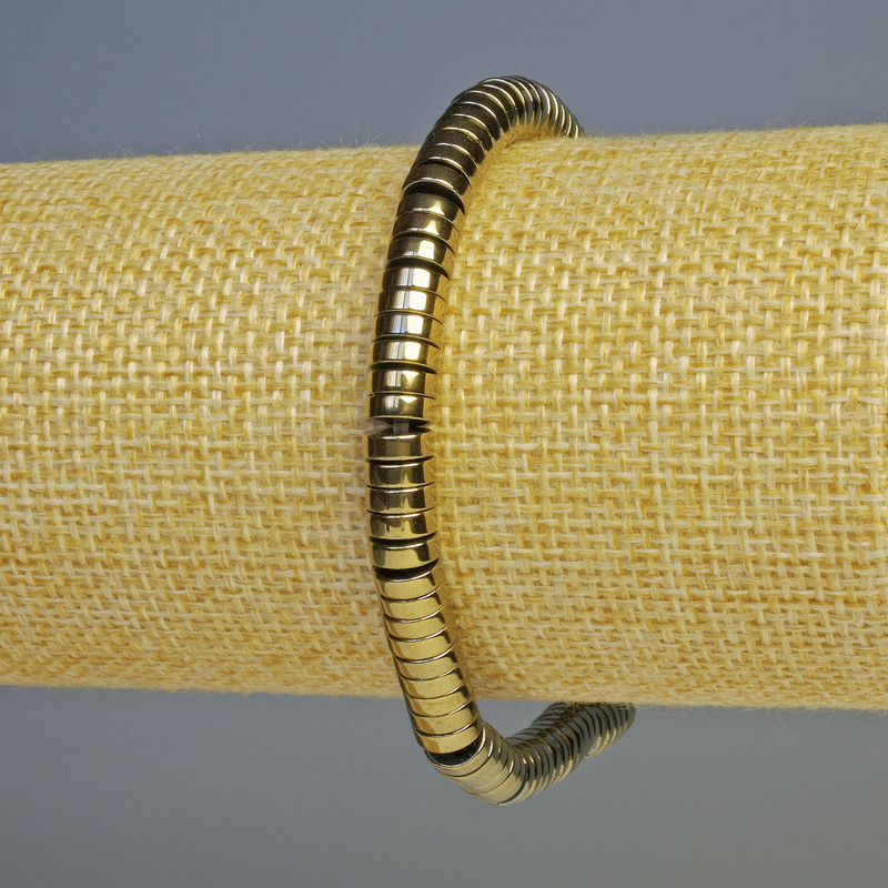 Hematite Bracelet, Rondelle Beads, Light Bronze Color, 6x2 mm Diameter, 18 cm Length, Stretch