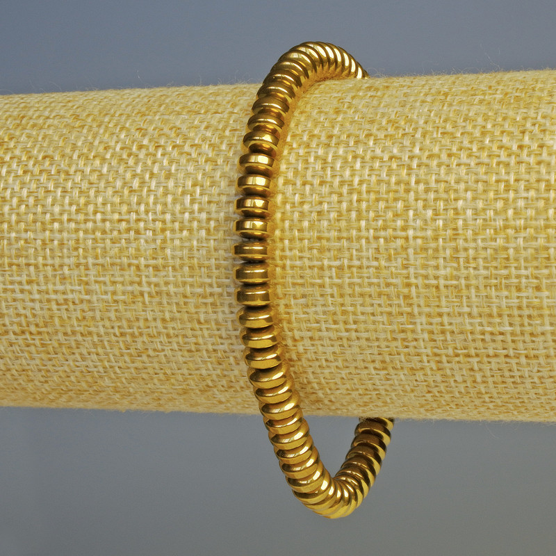 Hematite Rondelle Bracelet, dark gold color, 6x3 mm diameter, 18 cm length, stretch