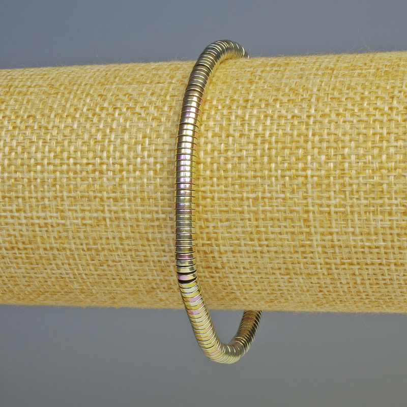 Hematite bracelet, rose-silver color, rondelle beads, diameter 4x1 mm, length 18 cm, stretch