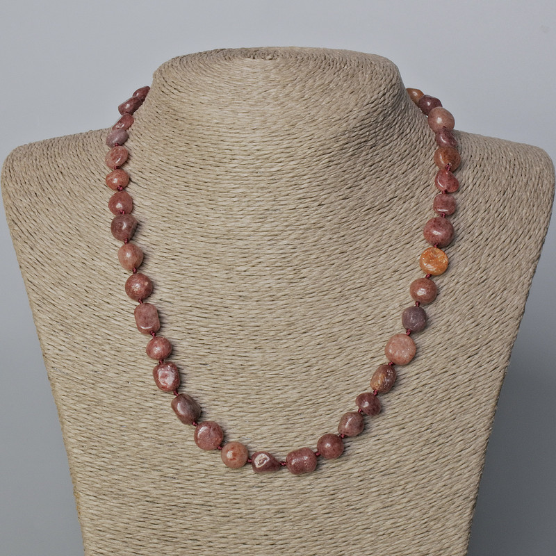 Strawberry Quartz Faceted Necklace, bead diameter 9x9-10x9 mm, length 49 cm
