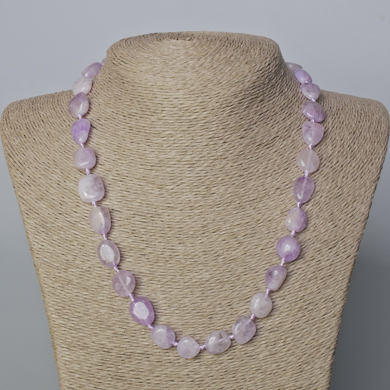 Kunzite Necklace, natural stone, faceted beads, bead size 13x10 mm ±, length 50 cm ±