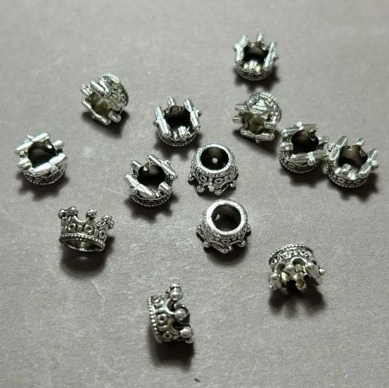 Pandora Crown Bead Finding 10x6mm, diameter 6mm, packaging 20 g, 13 pcs