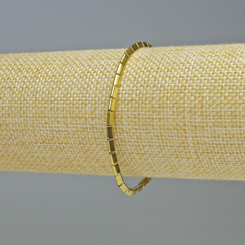 Hematite Triangle Bracelet - Gold Color, 5x2 mm, 18 cm, Stretch