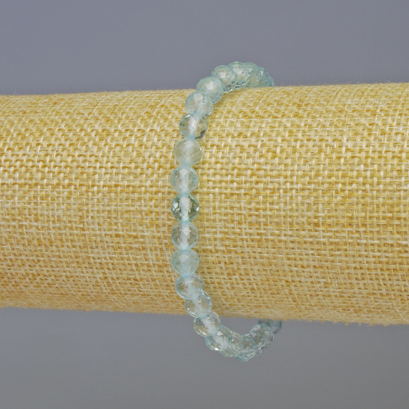 Topaz Bracelet, Natural Stone, Faceted Beads, 6 mm Diameter, 18 cm Length, Stretch