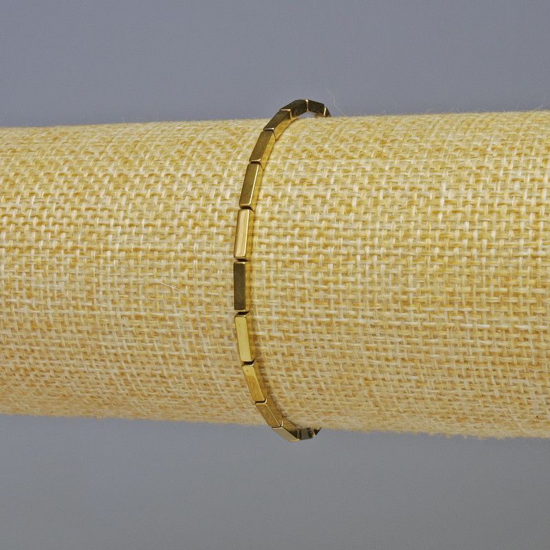 Hematite bracelet, rectangular, gold color, 7x2 mm, 18 cm length, stretch bracelet