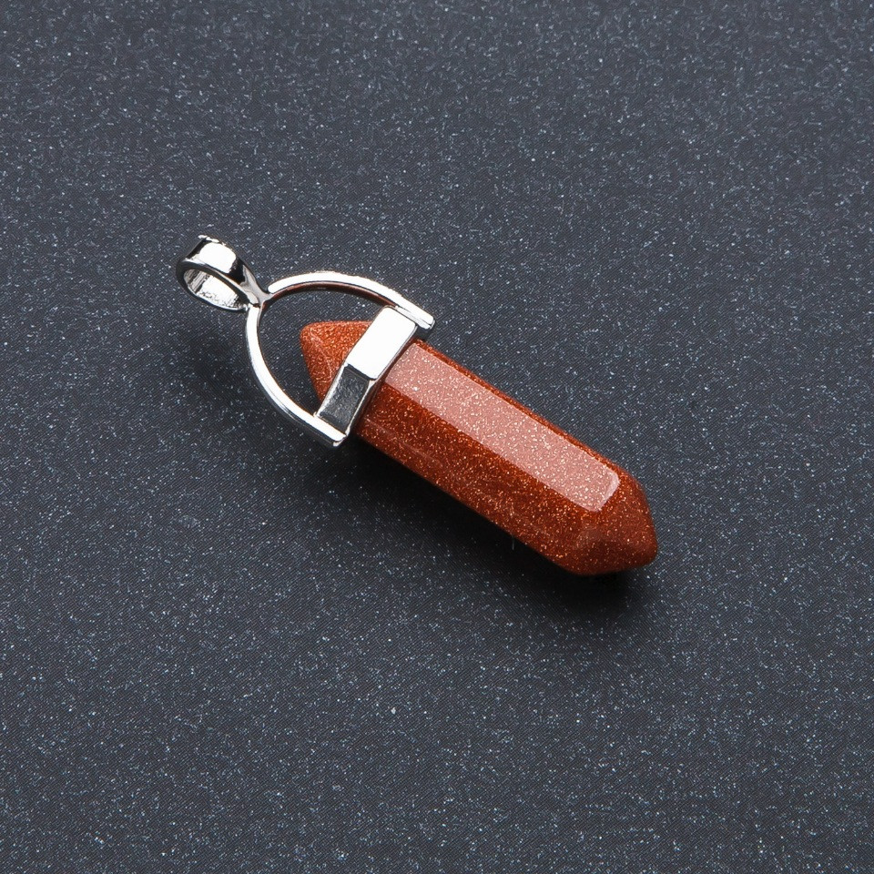 Hexagonal Aventurine Pendant - Golden Sand (synthetic) 4×0.9 cm